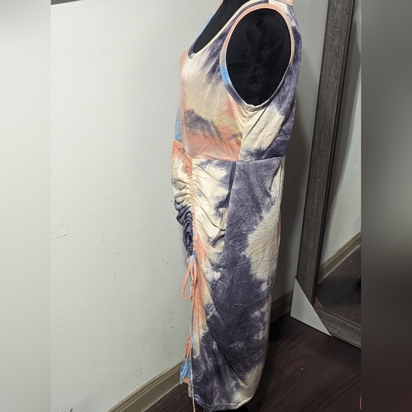 Plus Tie Dye Drawstring Split Thigh Dress - Picture 11 of 11